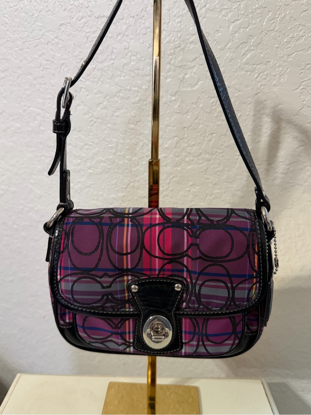 Coach Poppy Small Plaid Penny Flap Bag
